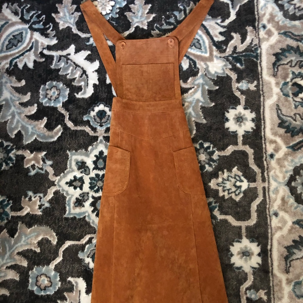 Suede overall dress